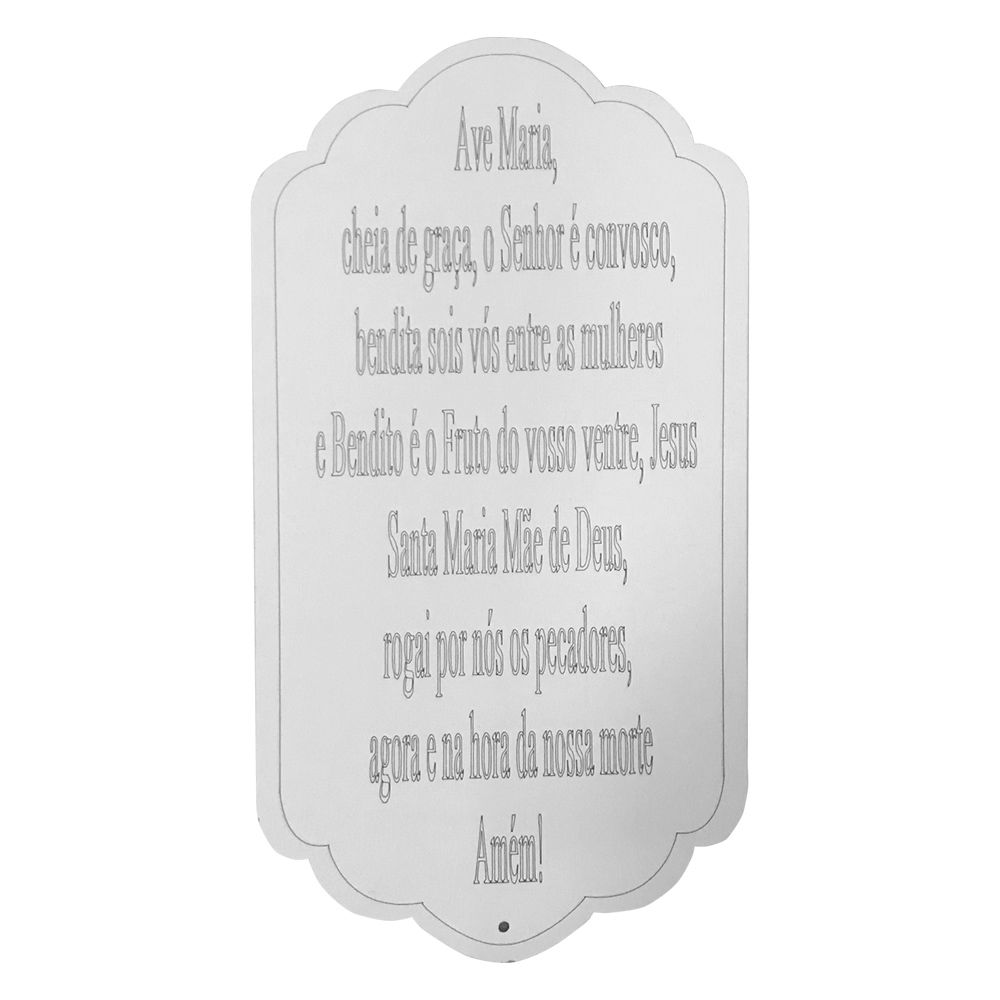 Placa Decorativa Oração Ave Maria MDF 30x15,5 cm Branco - D'Rossi