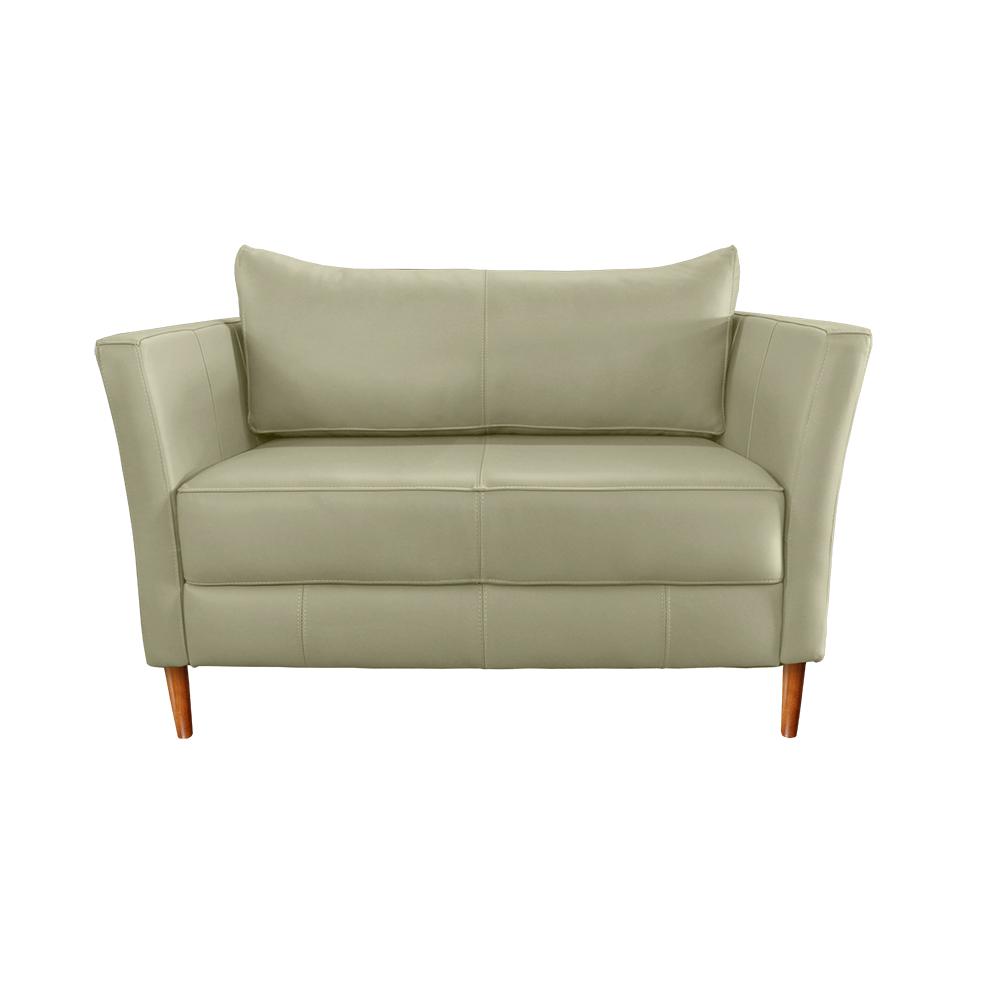 Poltrona Alícia 02 Lugares Couro Fendi A108 120 cm Pés de Madeira - D'Rossi