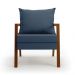 Poltrona Alice Suede Azul Marinho Base de Madeira - D'Rossi