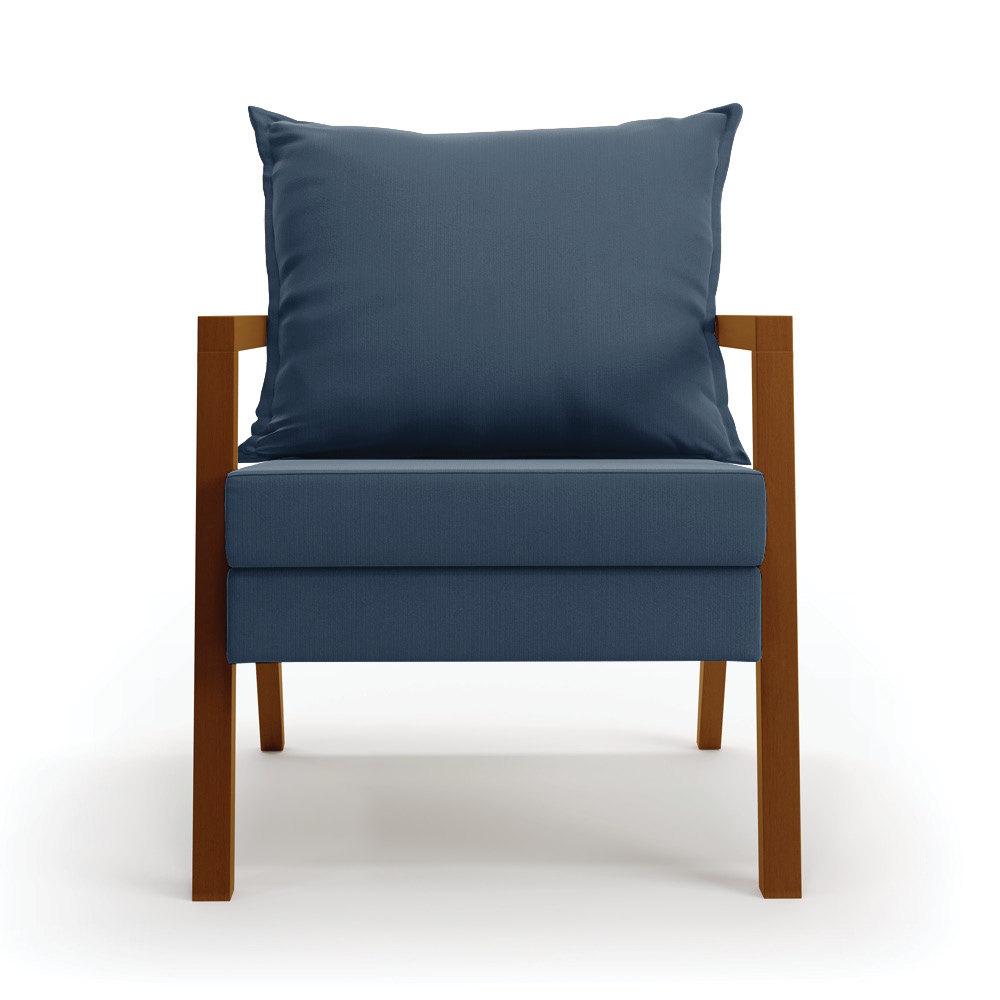 Poltrona Alice Suede Azul Marinho Base de Madeira - D'Rossi
