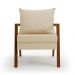 Poltrona Alice Suede Bege Base de Madeira - D'Rossi