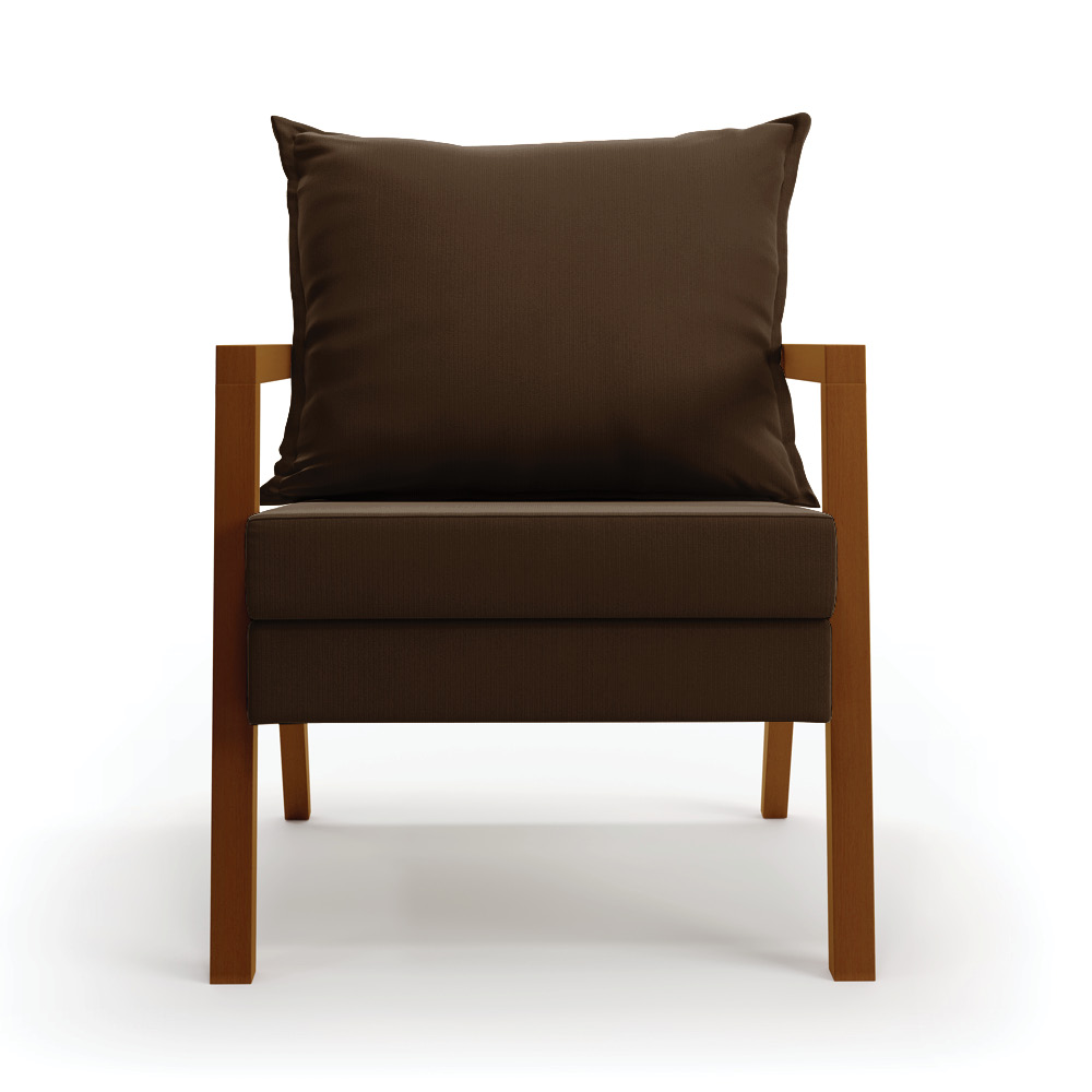 Poltrona Alice Suede Marrom Base de Madeira - D'Rossi