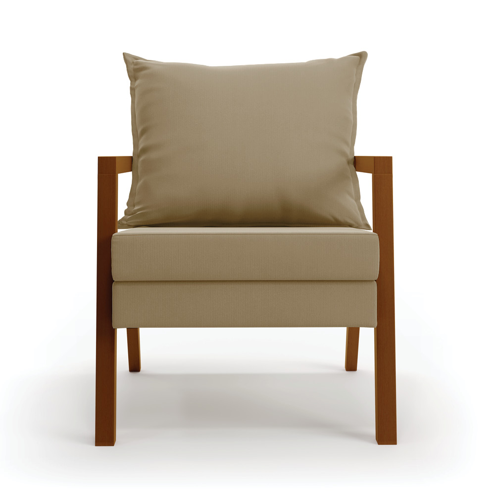 Poltrona Alice Suede Marrom Rato Base de Madeira - D'Rossi