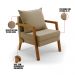 Poltrona Alice Suede Marrom Rato Base de Madeira - D'Rossi