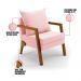 Poltrona Alice Suede Rosa Bebê Base de Madeira - D'Rossi