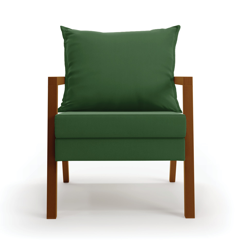 Poltrona Alice Suede Verde Base de Madeira - D'Rossi