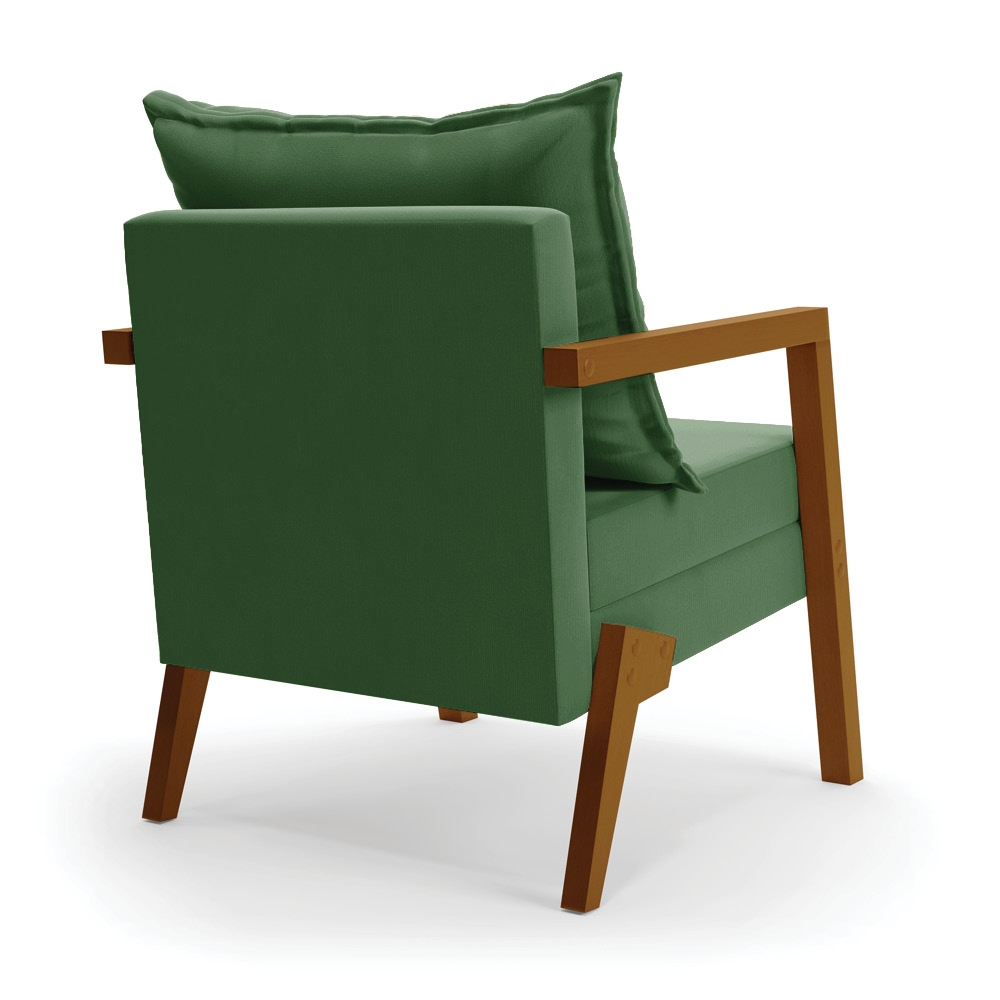 Poltrona Alice Suede Verde Base de Madeira - D'Rossi