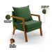 Poltrona Alice Suede Verde Base de Madeira - D'Rossi