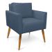 Poltrona Aline Suede Azul Marinho Pés Palito Castanho - D'Rossi