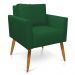 Poltrona Aline Suede Verde Pés Palito Castanho - D'Rossi