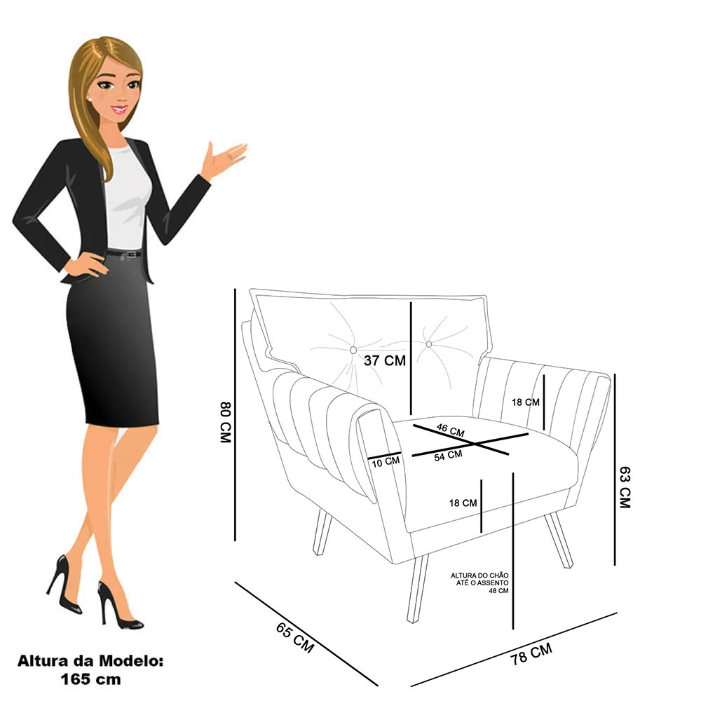 Poltrona Anitta Corano Nozes Pés Trapézio Castanho D'Rossi