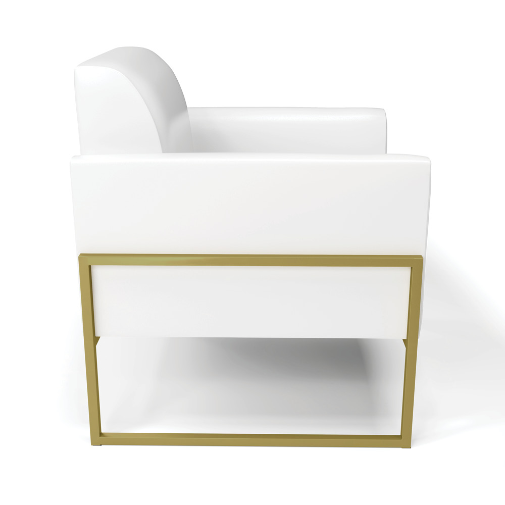 Poltrona Base Industrial Alta Dourado Marisa Corano Branco D03 - D'Rossi