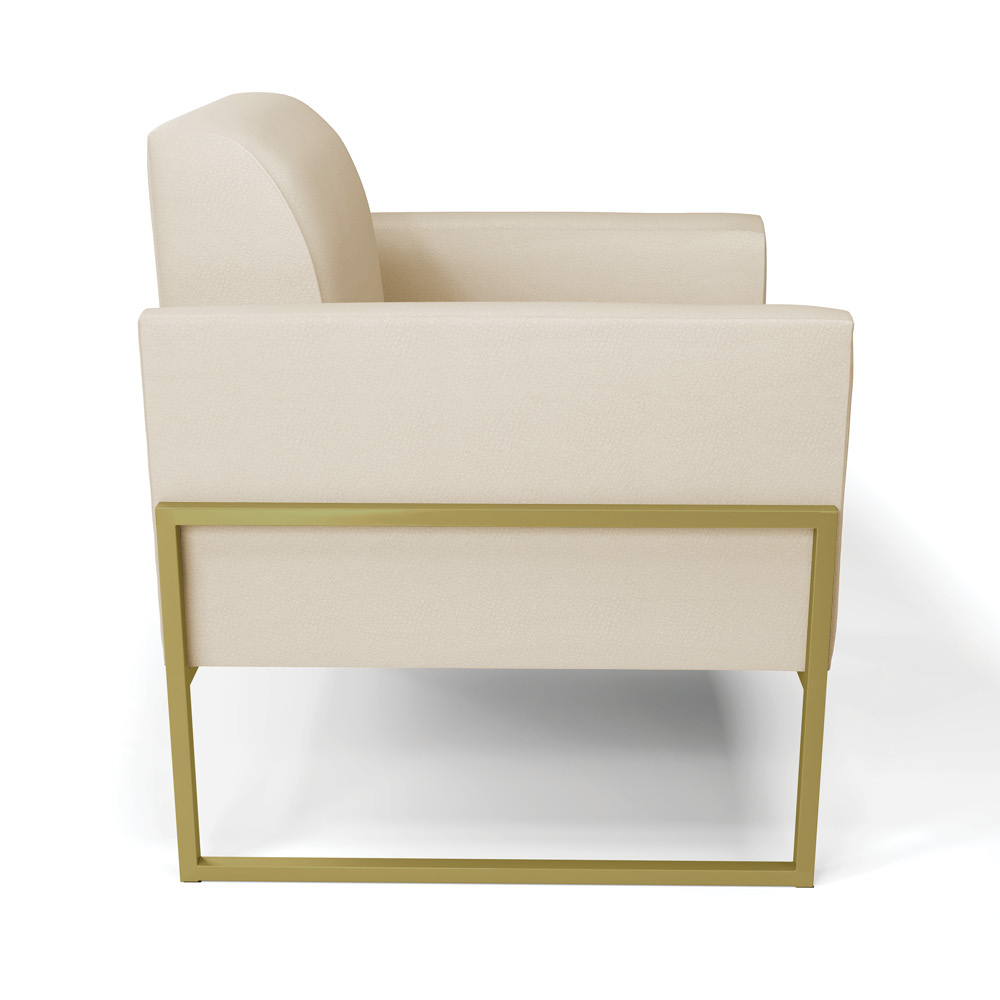 Poltrona Base Industrial Alta Dourado Marisa Corino Bege D03 - D'Rossi