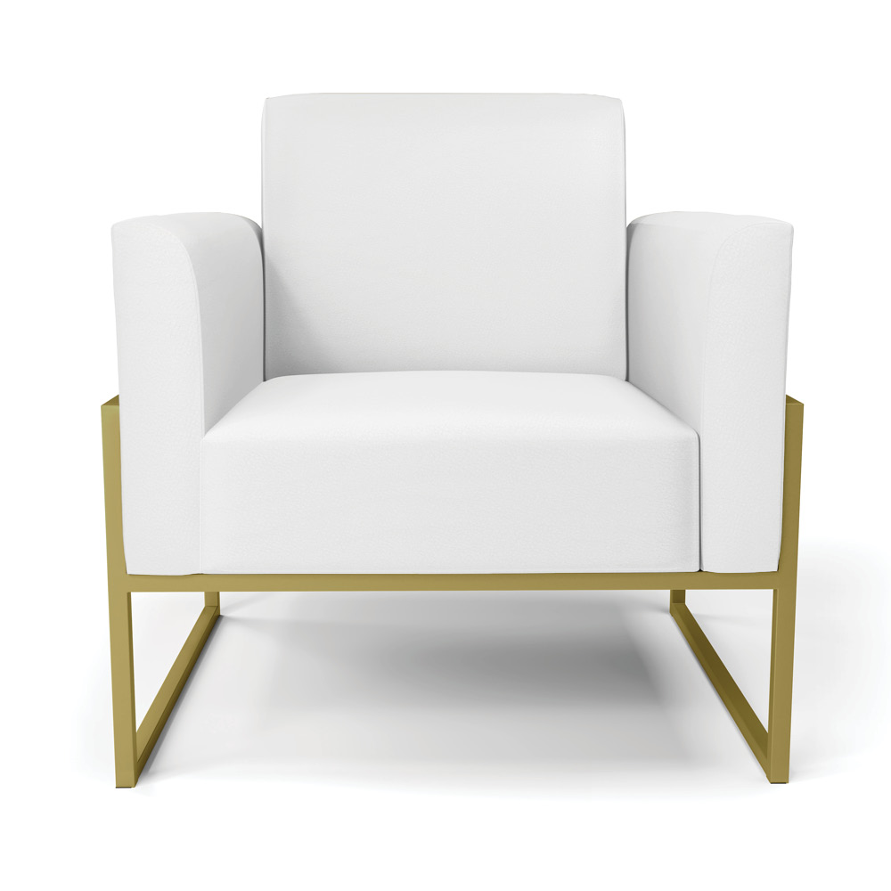 Poltrona Base Industrial Alta Dourado Marisa Corino Branco D03 - D'Rossi