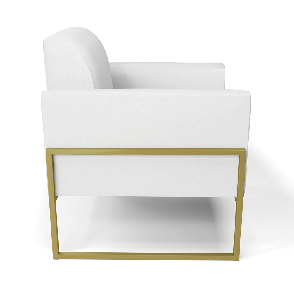 Poltrona Base Industrial Alta Dourado Marisa Corino Branco D03 - D'Rossi