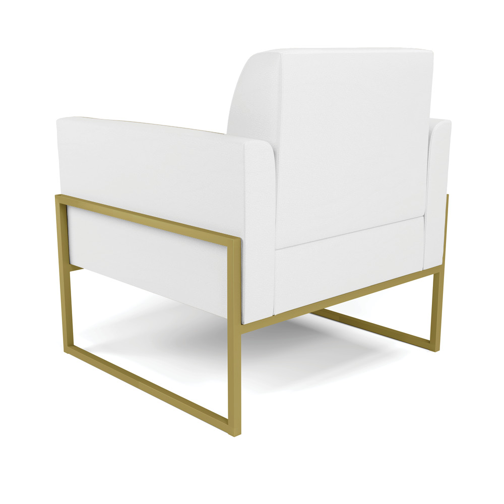 Poltrona Base Industrial Alta Dourado Marisa Corino Branco D03 - D'Rossi