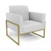 Poltrona Base Industrial Alta Dourado Marisa Linho Cinza A05 D03 - D'Rossi