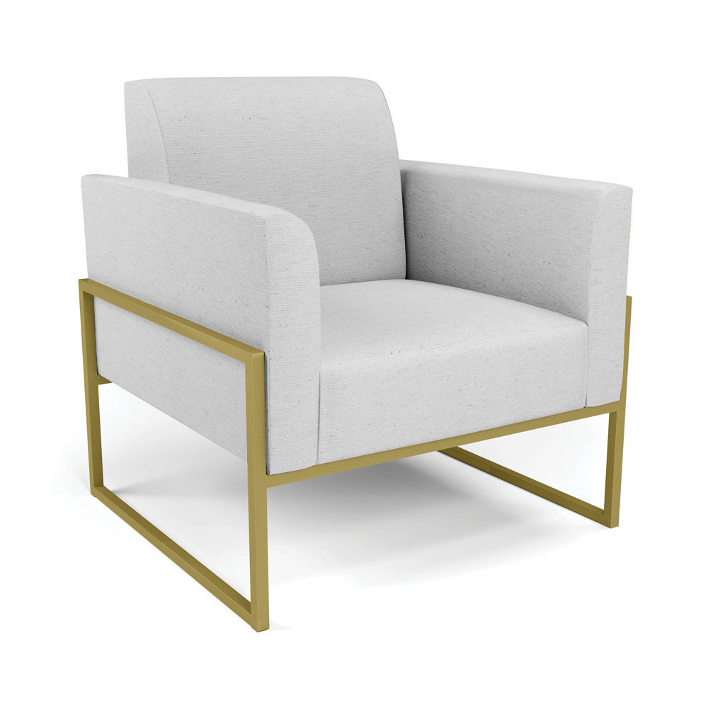 Poltrona Base Industrial Alta Dourado Marisa Linho Cinza A05 D03 - D'Rossi
