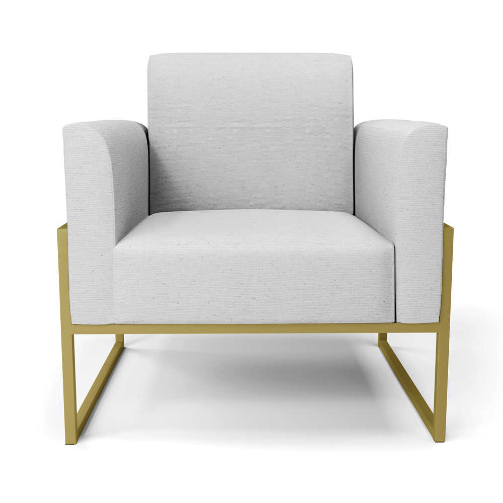 Poltrona Base Industrial Alta Dourado Marisa Linho Cinza A05 D03 - D'Rossi