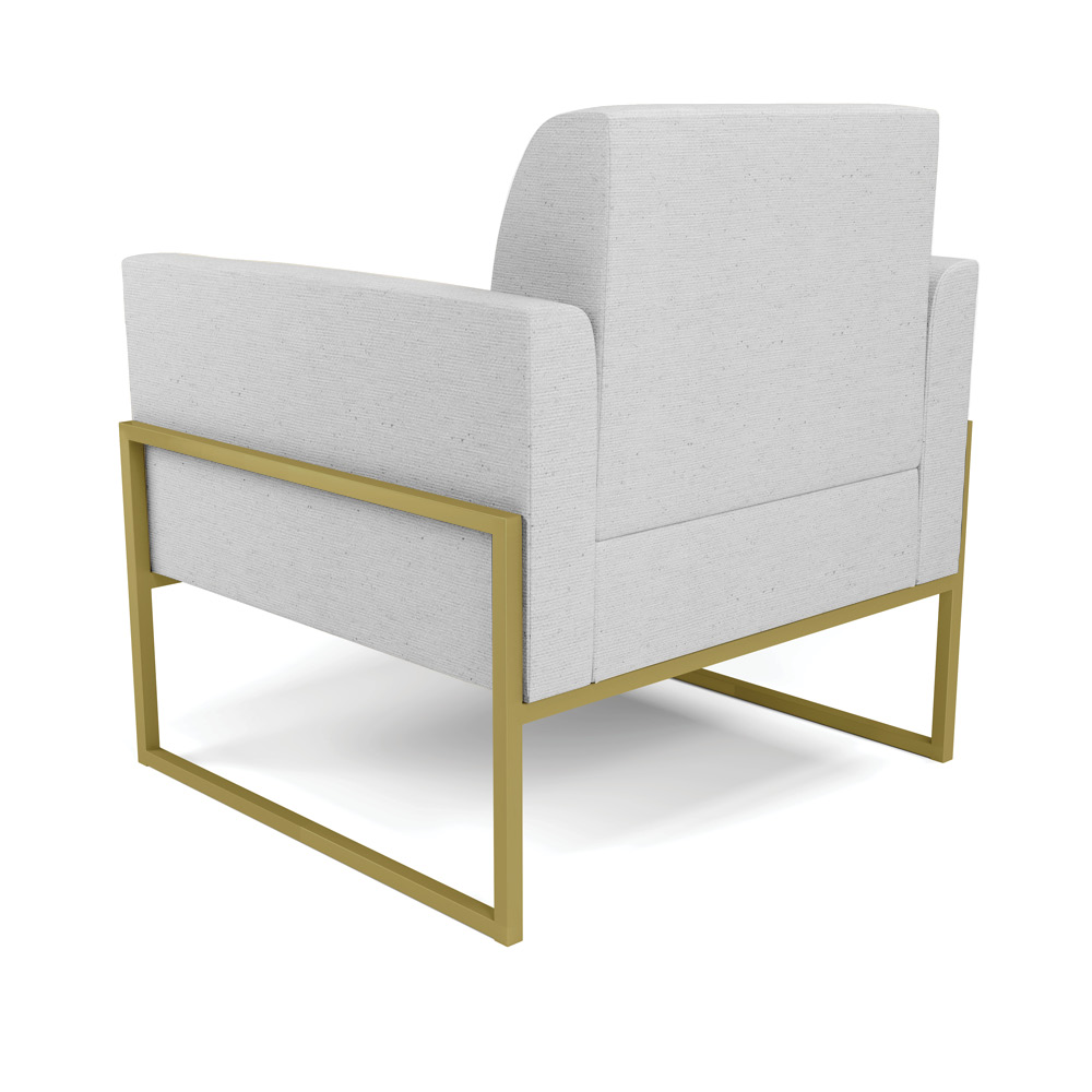 Poltrona Base Industrial Alta Dourado Marisa Linho Cinza A05 D03 - D'Rossi