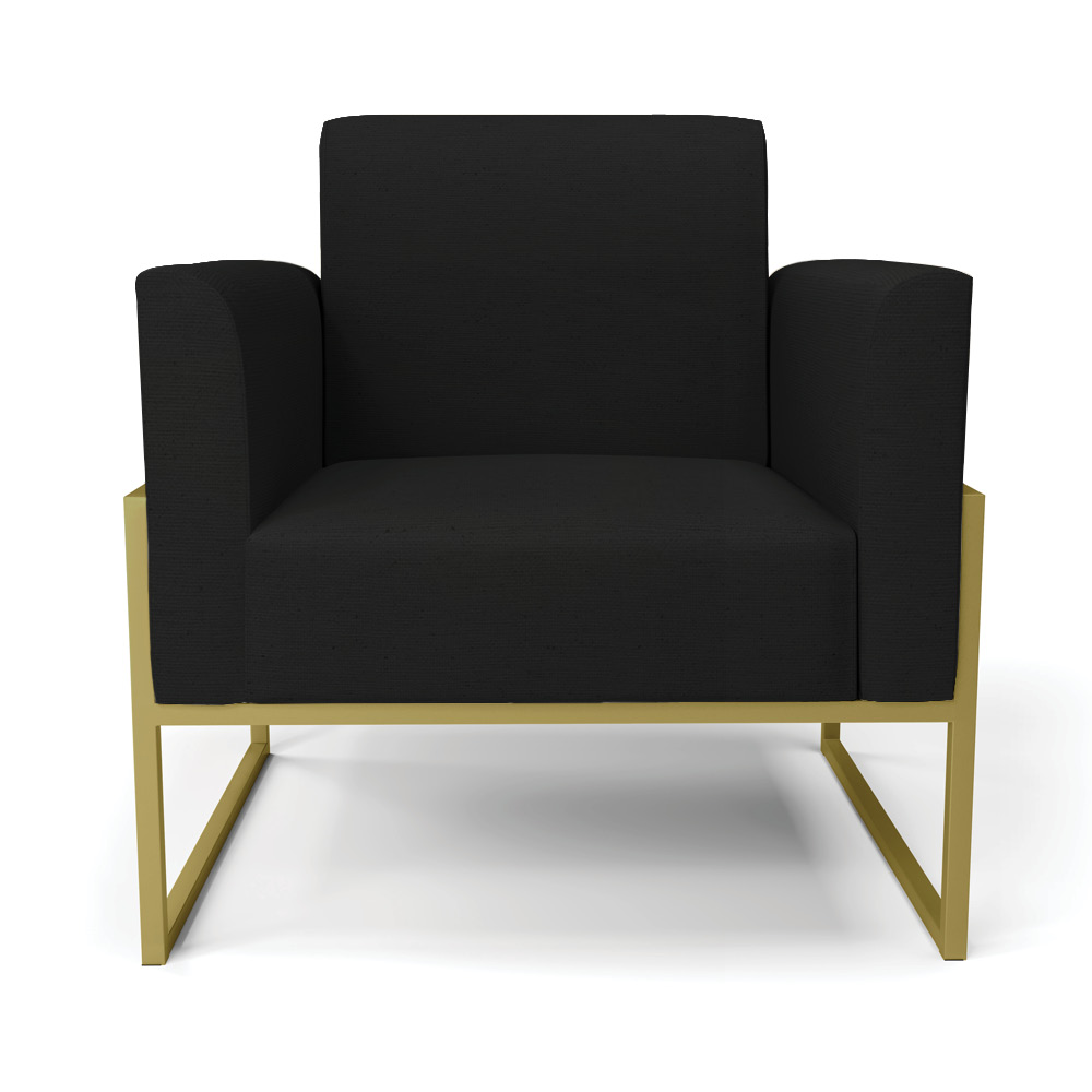 Poltrona Base Industrial Alta Dourado Marisa Linho Preto A79 D03 - D'Rossi