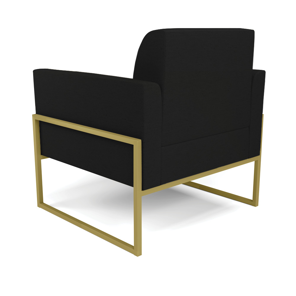 Poltrona Base Industrial Alta Dourado Marisa Linho Preto A79 D03 - D'Rossi