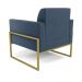 Poltrona Base Industrial Alta Dourado Marisa Suede Azul Marinho D03 - D'Rossi