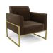 Poltrona Base Industrial Alta Dourado Marisa Suede Marrom D03 - D'Rossi
