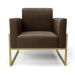 Poltrona Base Industrial Alta Dourado Marisa Suede Marrom D03 - D'Rossi