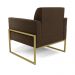 Poltrona Base Industrial Alta Dourado Marisa Suede Marrom D03 - D'Rossi