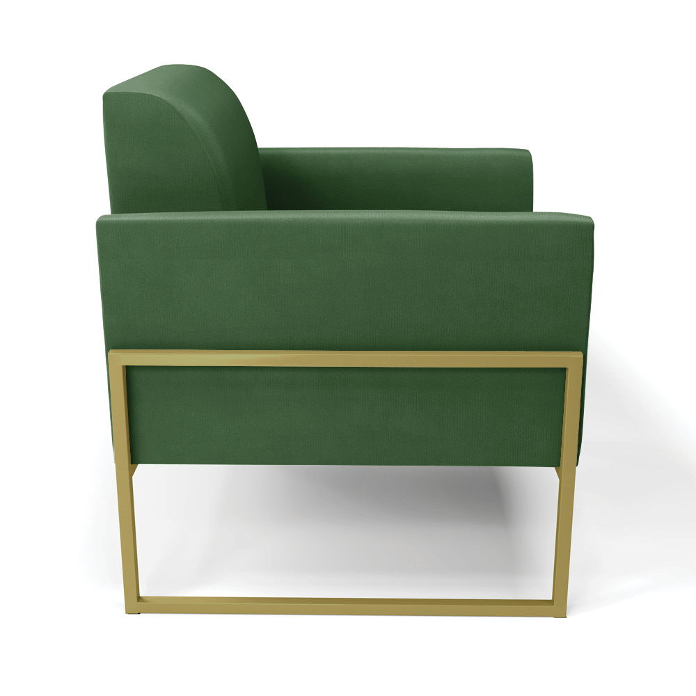 Poltrona Base Industrial Alta Dourado Marisa Suede Verde D03 - D'Rossi