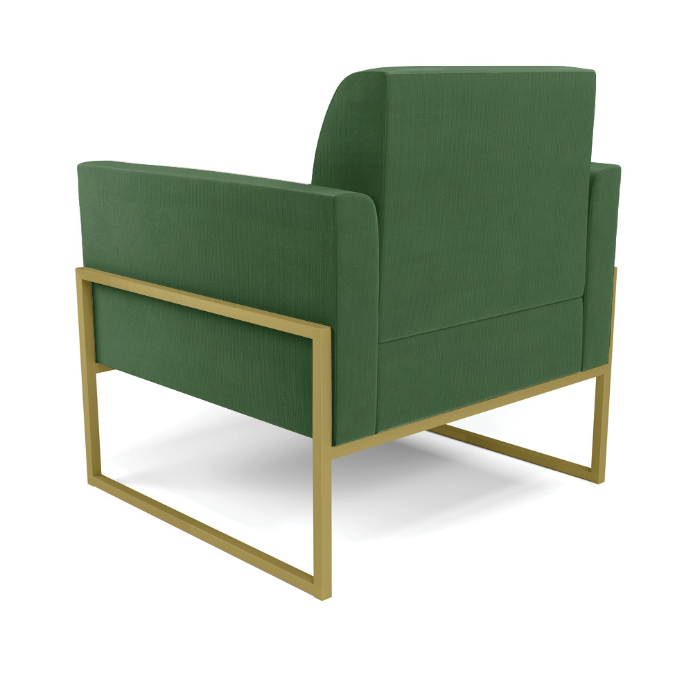 Poltrona Base Industrial Alta Dourado Marisa Suede Verde D03 - D'Rossi