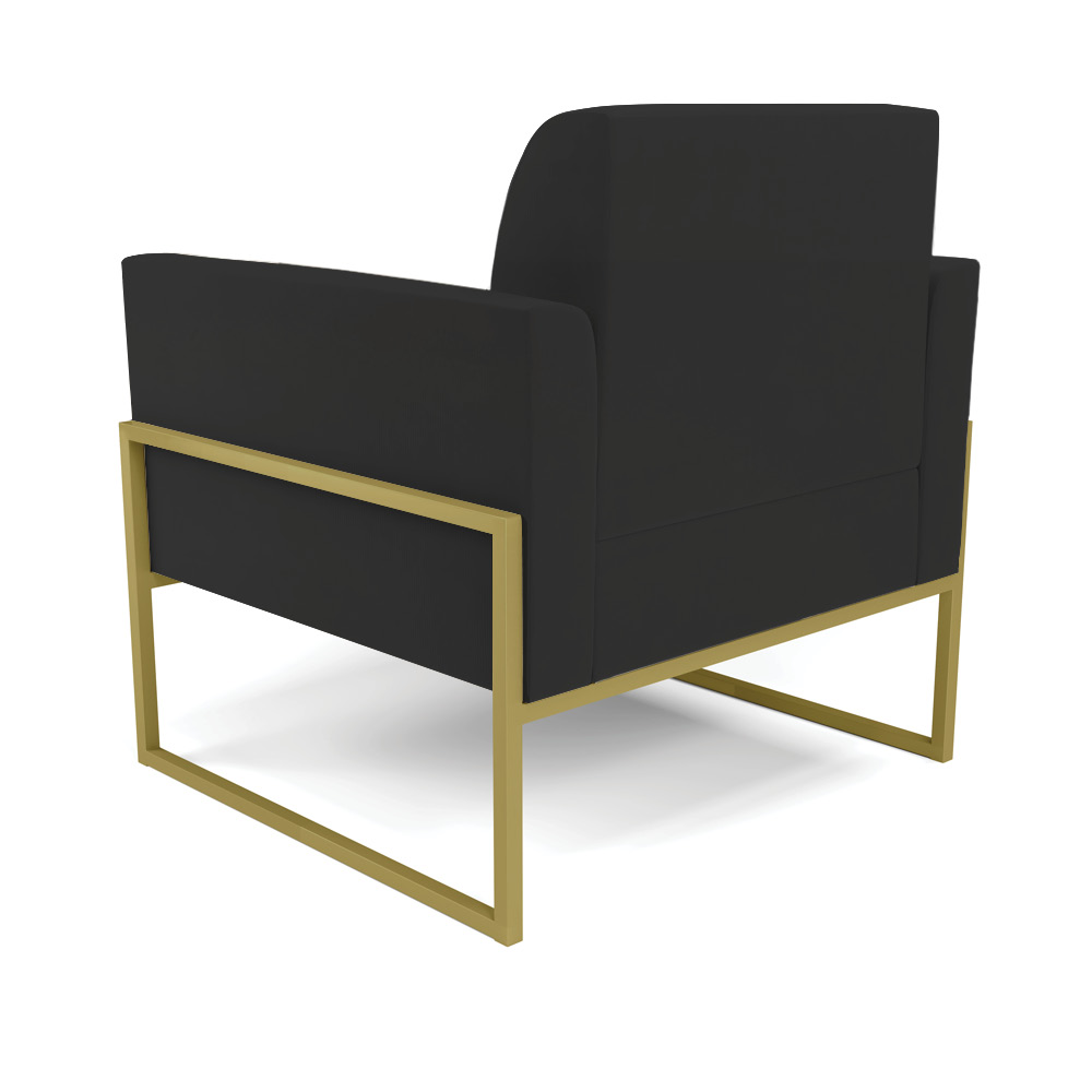 Poltrona Base Industrial Alta Dourado Marisa Veludo Preto D03 - D'Rossi