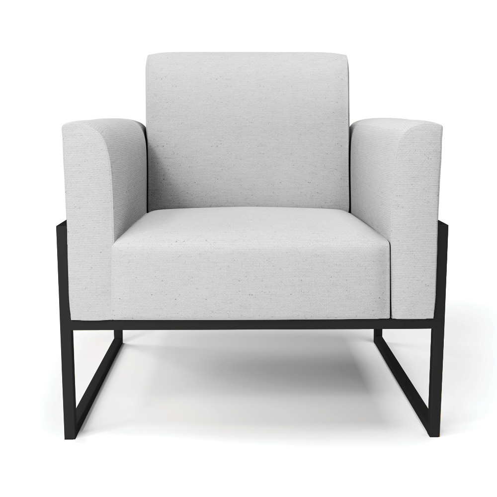 Poltrona Base Industrial Alta Preto Marisa Linho Cinza A05 D03 - D'Rossi