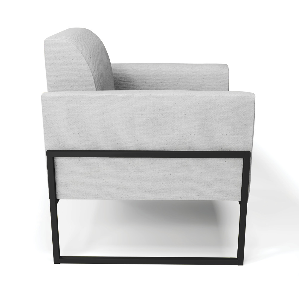 Poltrona Base Industrial Alta Preto Marisa Linho Cinza A05 D03 - D'Rossi