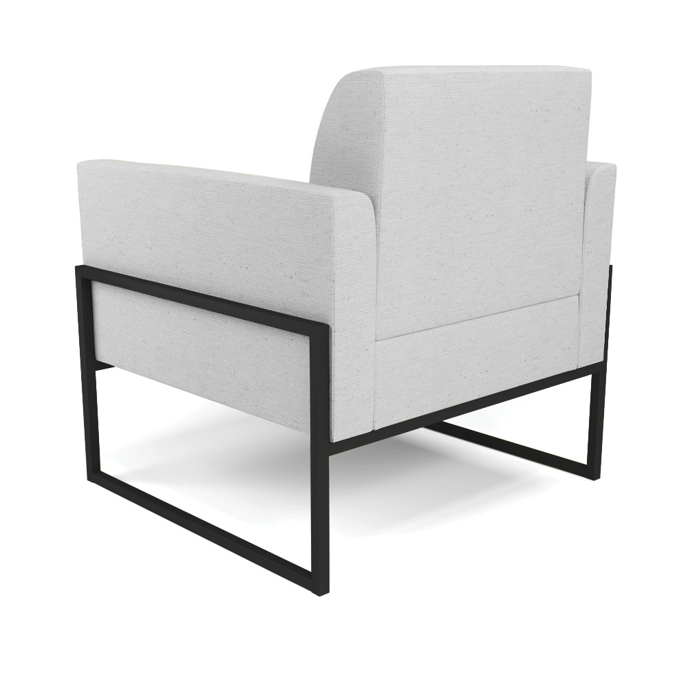 Poltrona Base Industrial Alta Preto Marisa Linho Cinza A05 D03 - D'Rossi