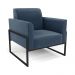Poltrona Base Industrial Alta Preto Marisa Suede Azul Marinho D03 - D'Rossi