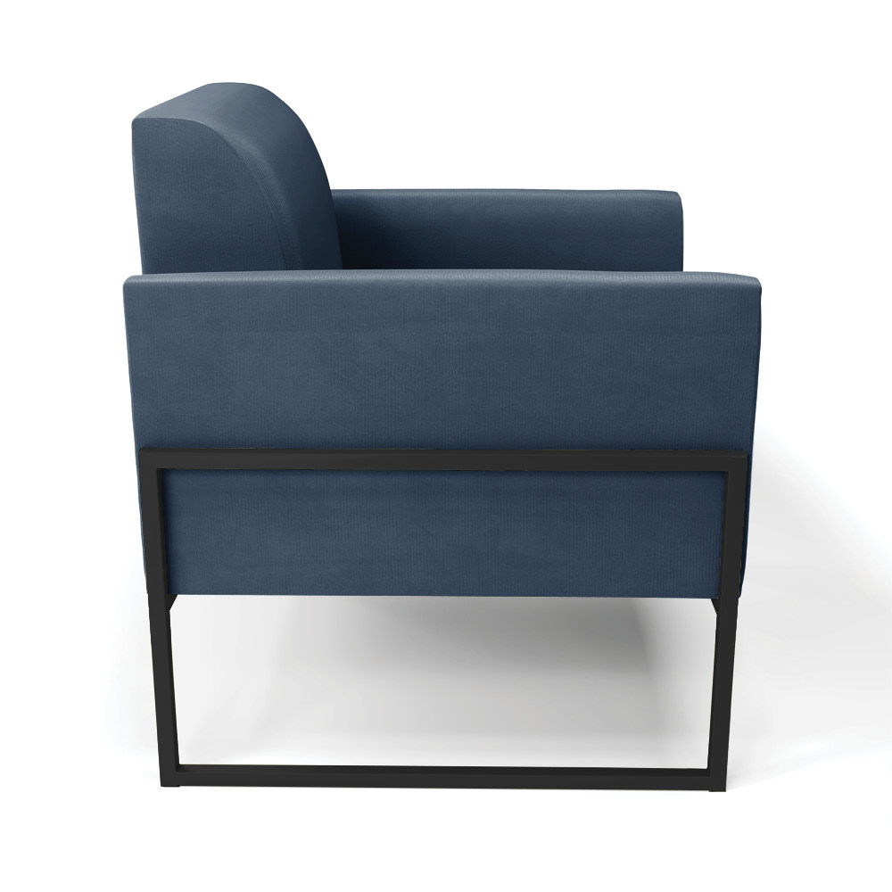 Poltrona Base Industrial Alta Preto Marisa Suede Azul Marinho D03 - D'Rossi