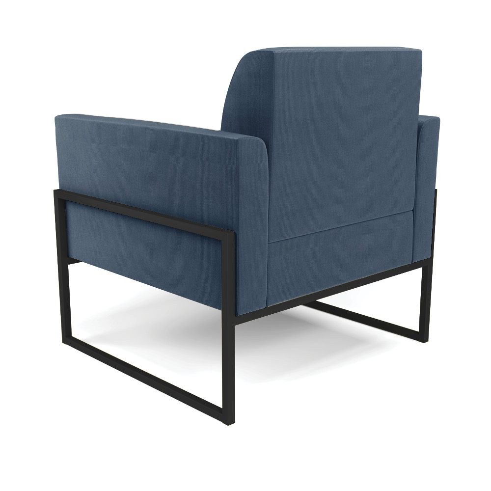 Poltrona Base Industrial Alta Preto Marisa Suede Azul Marinho D03 - D'Rossi