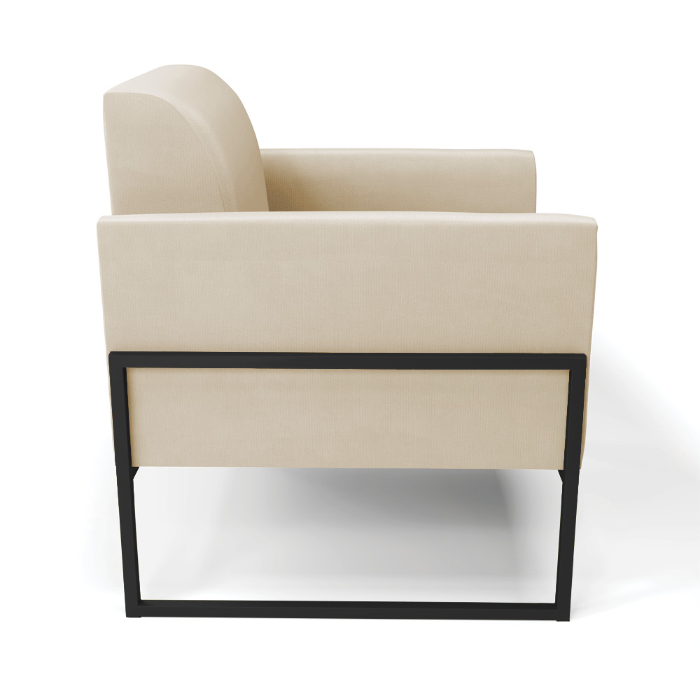 Poltrona Base Industrial Alta Preto Marisa Suede Bege D03 - D'Rossi
