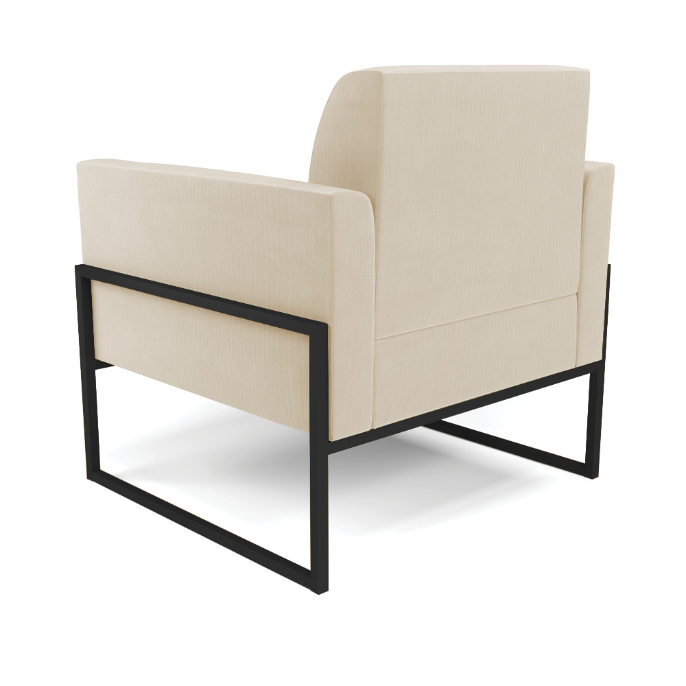 Poltrona Base Industrial Alta Preto Marisa Suede Bege D03 - D'Rossi