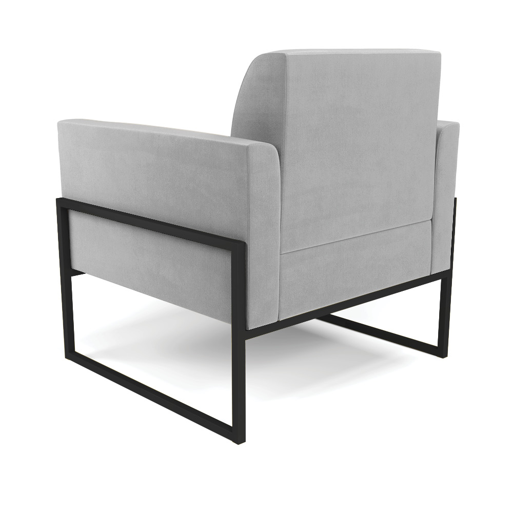 Poltrona Base Industrial Alta Preto Marisa Suede Cinza D03 - D'Rossi