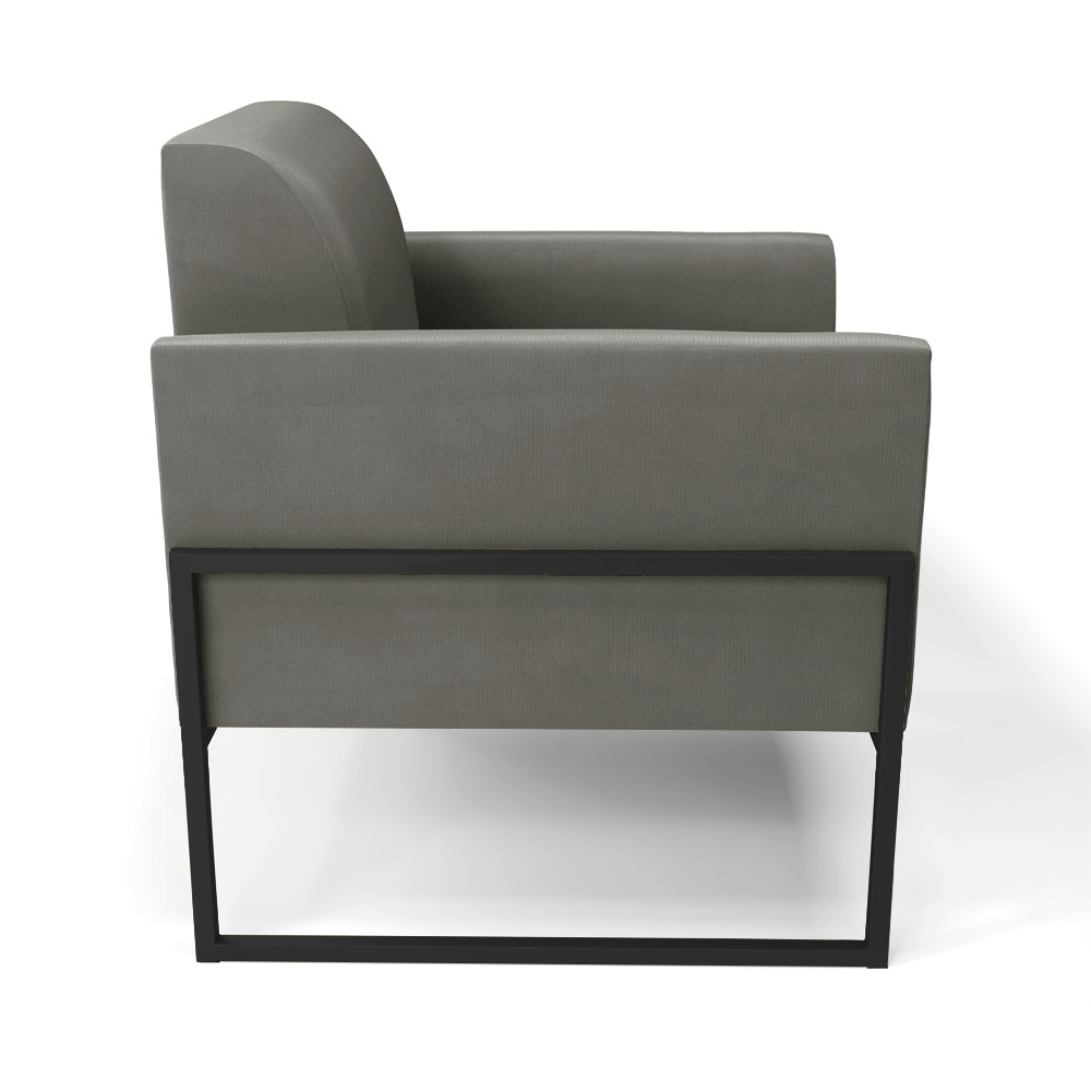 Poltrona Base Industrial Alta Preto Marisa Suede Grafite D03 - D'Rossi