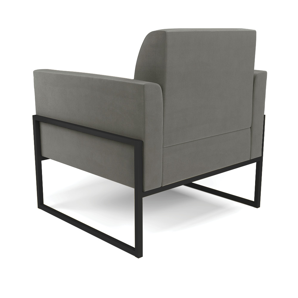 Poltrona Base Industrial Alta Preto Marisa Suede Grafite D03 - D'Rossi