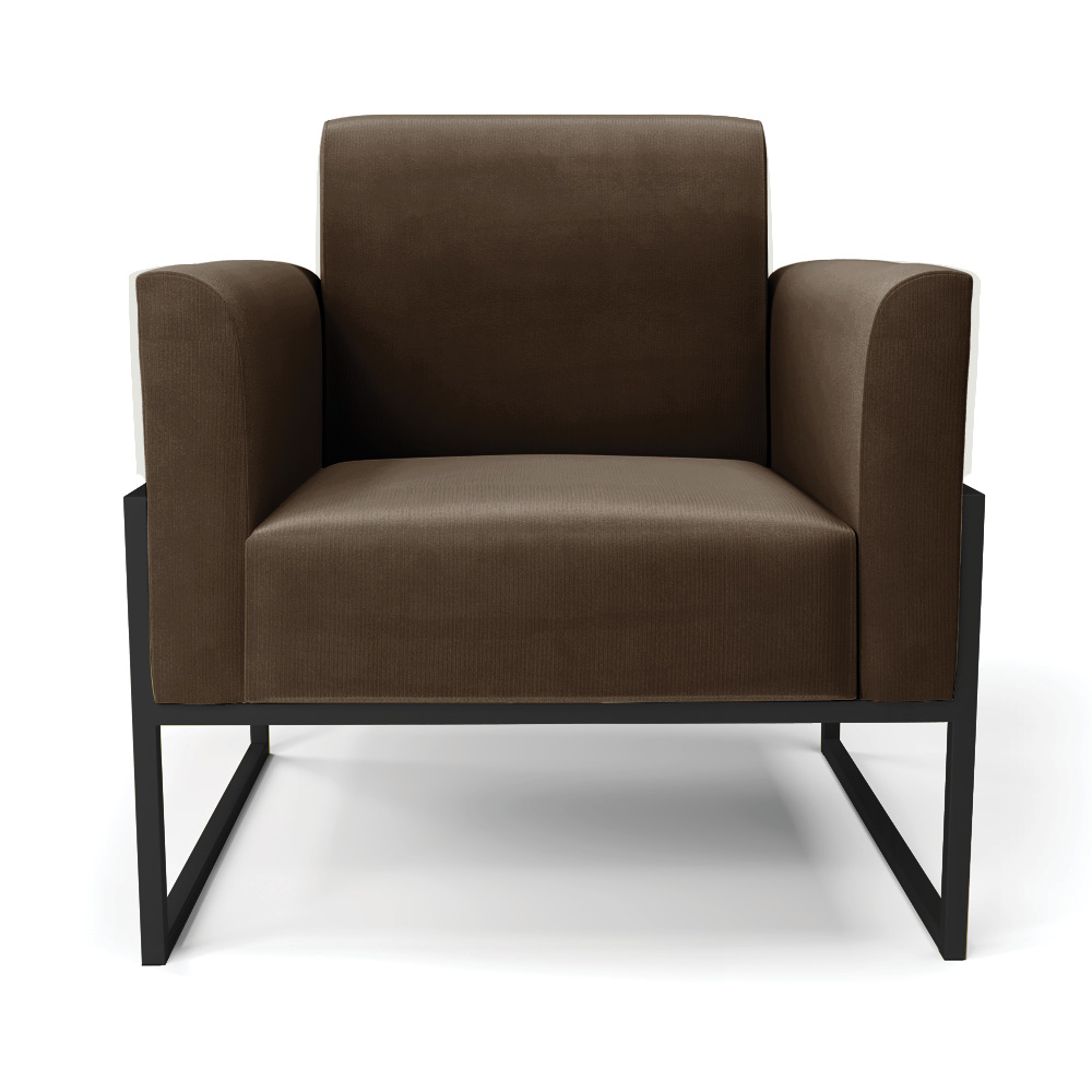 Poltrona Base Industrial Alta Preto Marisa Suede Marrom D03 - D'Rossi