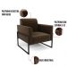 Poltrona Base Industrial Alta Preto Marisa Suede Marrom D03 - D'Rossi