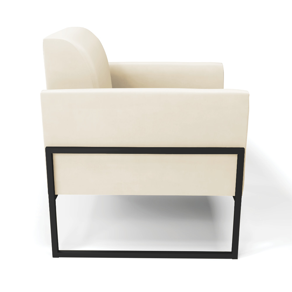 Poltrona Base Industrial Alta Preto Marisa Veludo Bege D03 - D'Rossi