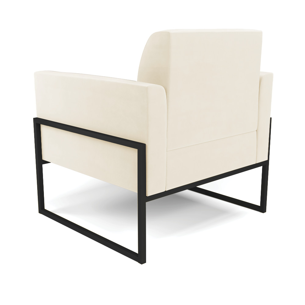 Poltrona Base Industrial Alta Preto Marisa Veludo Bege D03 - D'Rossi