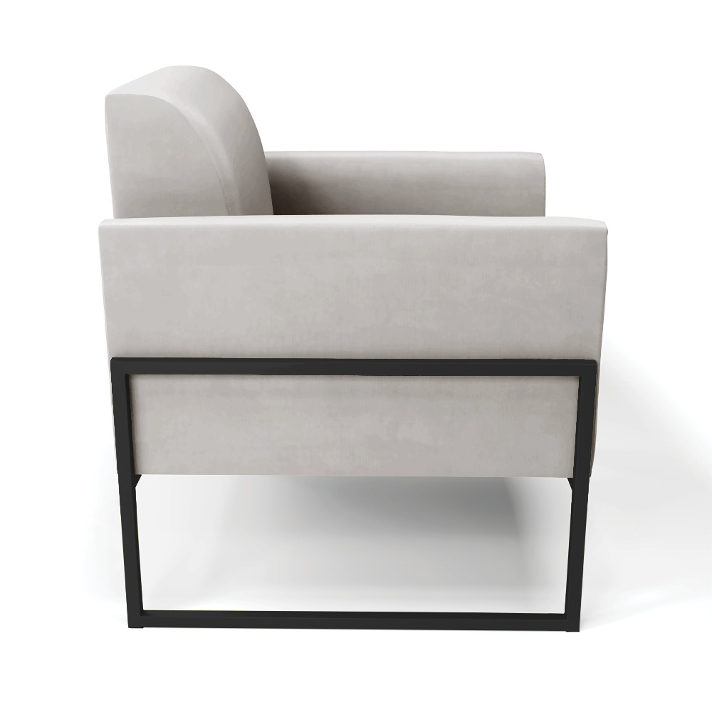Poltrona Base Industrial Alta Preto Marisa Veludo Cinza D03 - D'Rossi