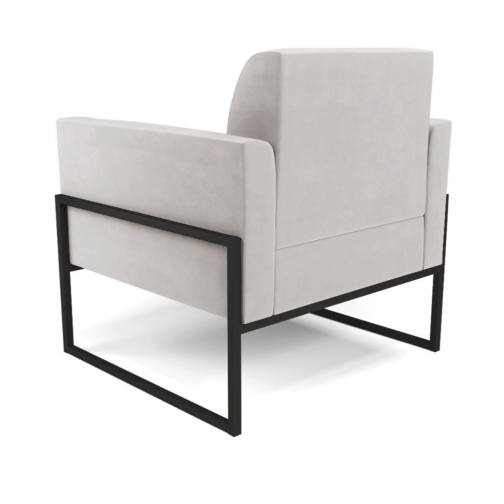 Poltrona Base Industrial Alta Preto Marisa Veludo Cinza D03 - D'Rossi